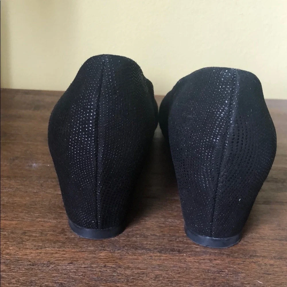 Stuart Weitzman Black Shimmer Wedge Pumps‎ Round Toe Made in Spain - Picture 5 of 5